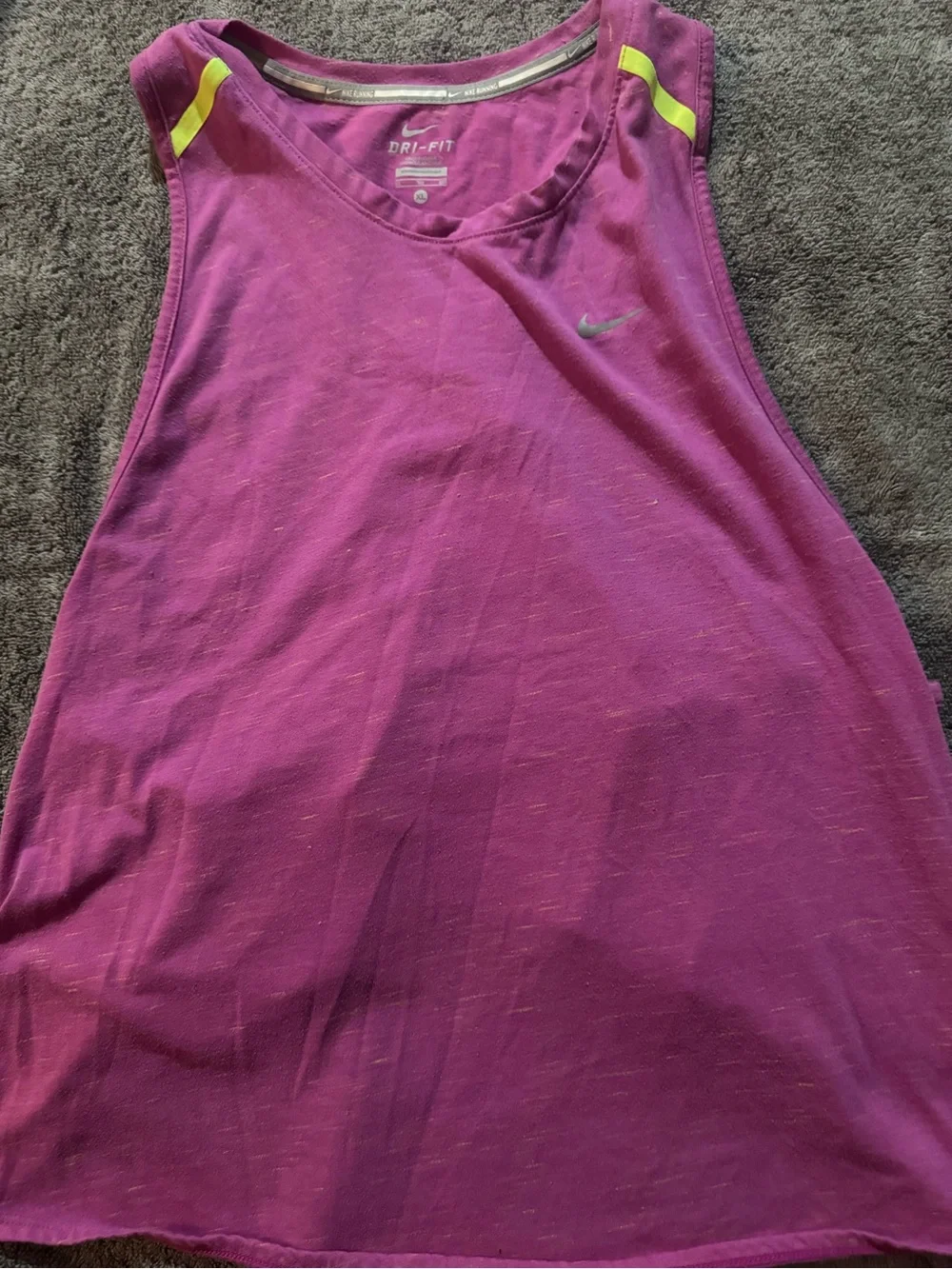 Nike Magenta Dri-FIT Tank with Neon Yellow Stitching